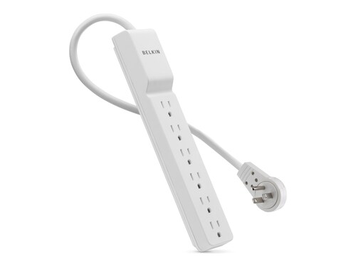 Belkin 6-Outlet 720J Rotating Plug Surge Protector w  8ft Cord - White