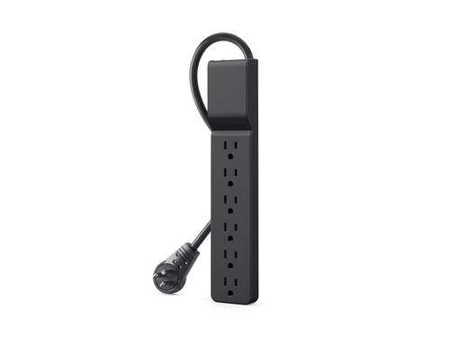 Belkin 6-Outlet 720J Rotating Plug Surge Protector w  6ft Cord - Black