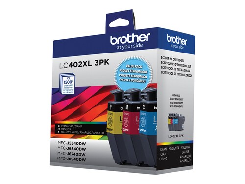 Brother Color LC402XL High Yield Ink Cartridges (3-pack)
