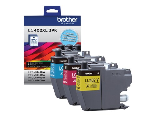 Brother Color LC402XL High Yield Ink Cartridges (3-pack)