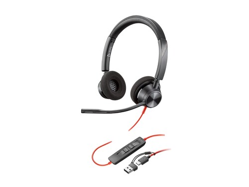 HP Poly Blackwire 3320 Stereo USB-C Headset w  USB-C A Adapter